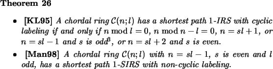 \begin{theorem}
\mbox{}
\beginsmall{itemize}
\par
\item~{\bf\cite{KL95}} A chord...
...test path $1$-SIRS with
non-cyclic labeling.
\endsmall{itemize}
\end{theorem}