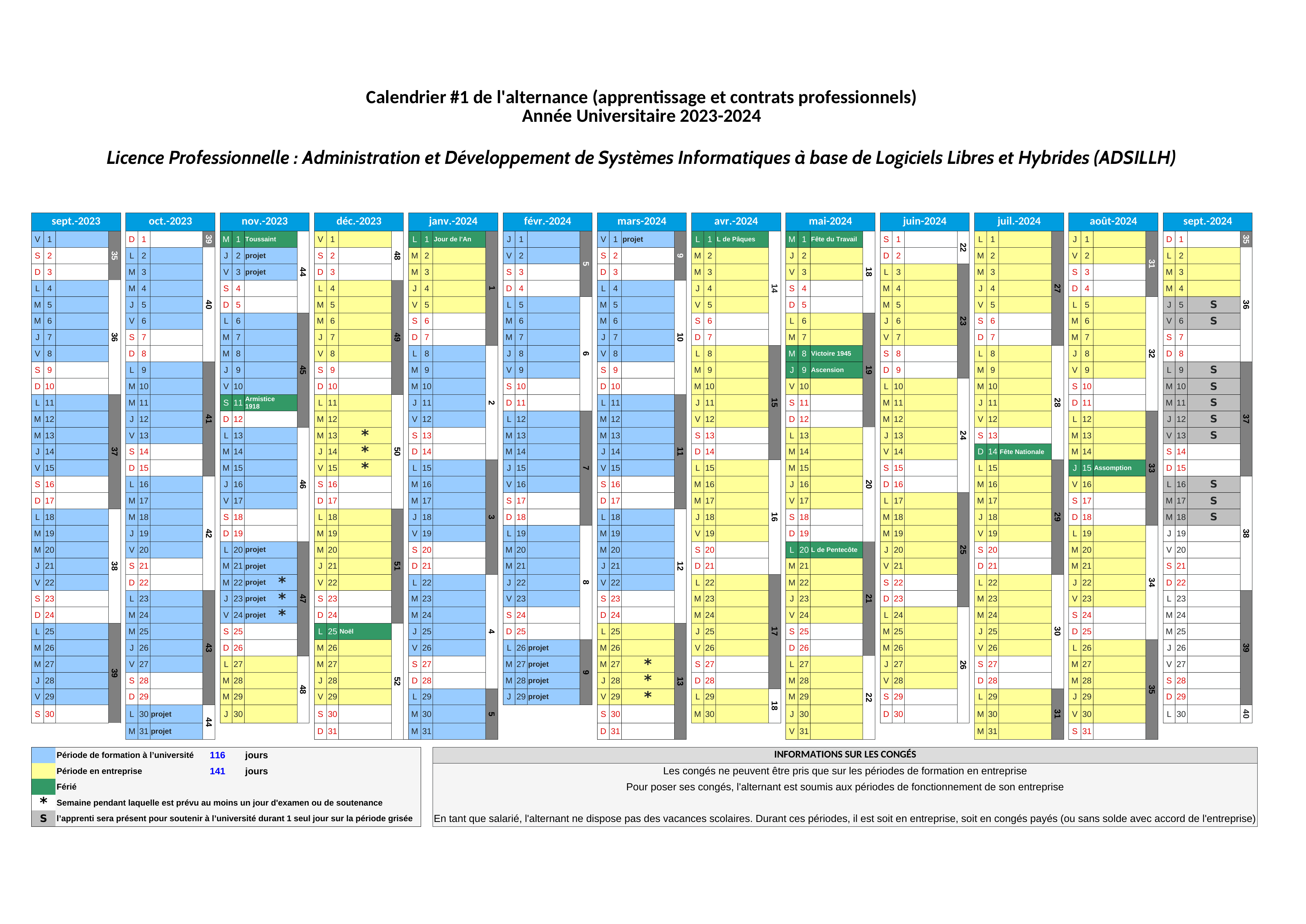 Calendrier prévisionnel (2023-2024) [alternance 1]