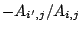 $ -A_{i^\prime,j}/A_{i,j}$